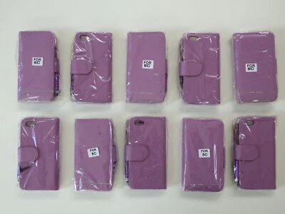 Job Lot of 10x Apple iPhone 5C Leather Wallet Case Covers Magnetic Stylus Lilac - Image 1 of 4