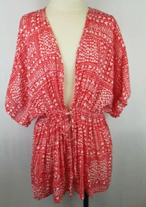 VS Victorias Secret Cover Up Red White Heart Kimono Short Robe One Size NWOT - Picture 1 of 6