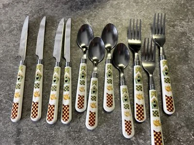 Juego de cubiertos Gibson de 10 asas de acero inoxidable y plástico cuchillo para pajarera cuchara tenedor Foto 1 de 4