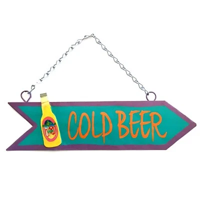 "Cold Beer" Bar Sign 18" Tropical Indoor Outdoor Handcrafted Haitian Metal Art - Image 1 of 2