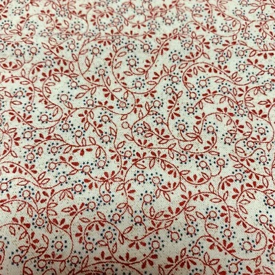 Vtg Allover Floral Fabric By Fabric Traditions For N.T.T. Red Off White 1+ Yds - Image 1 of 4