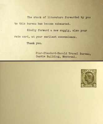 CANADA 1945 KING GEORGE VI TEMPLE MEETING POST WWII 1 CENT STAMP FDC POSTAL CARD - Image 1 of 4