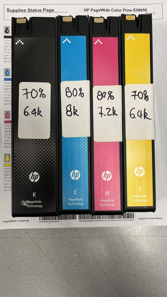 ✅Full Set K/C/M/Y✅70%- 80%✅HP OEM 981X HI-YLD INKS LOR09A/LOR10A/LOR11A/LOR12A - Image 1 of 4