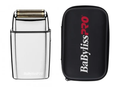 Barbeador BaBylissPRO FOILFX02 sem fio prata metal folha dupla + estojo de viagem - Imagem 1 de 4