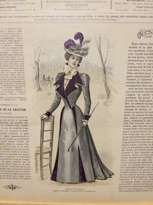 VINTAGE DEKO OBJEKT ZEITSCHRIFT ABBILDUNG DAMEN MODE RETRO SAMMLUNG ILLUSTRATION - Bild 1 von 4