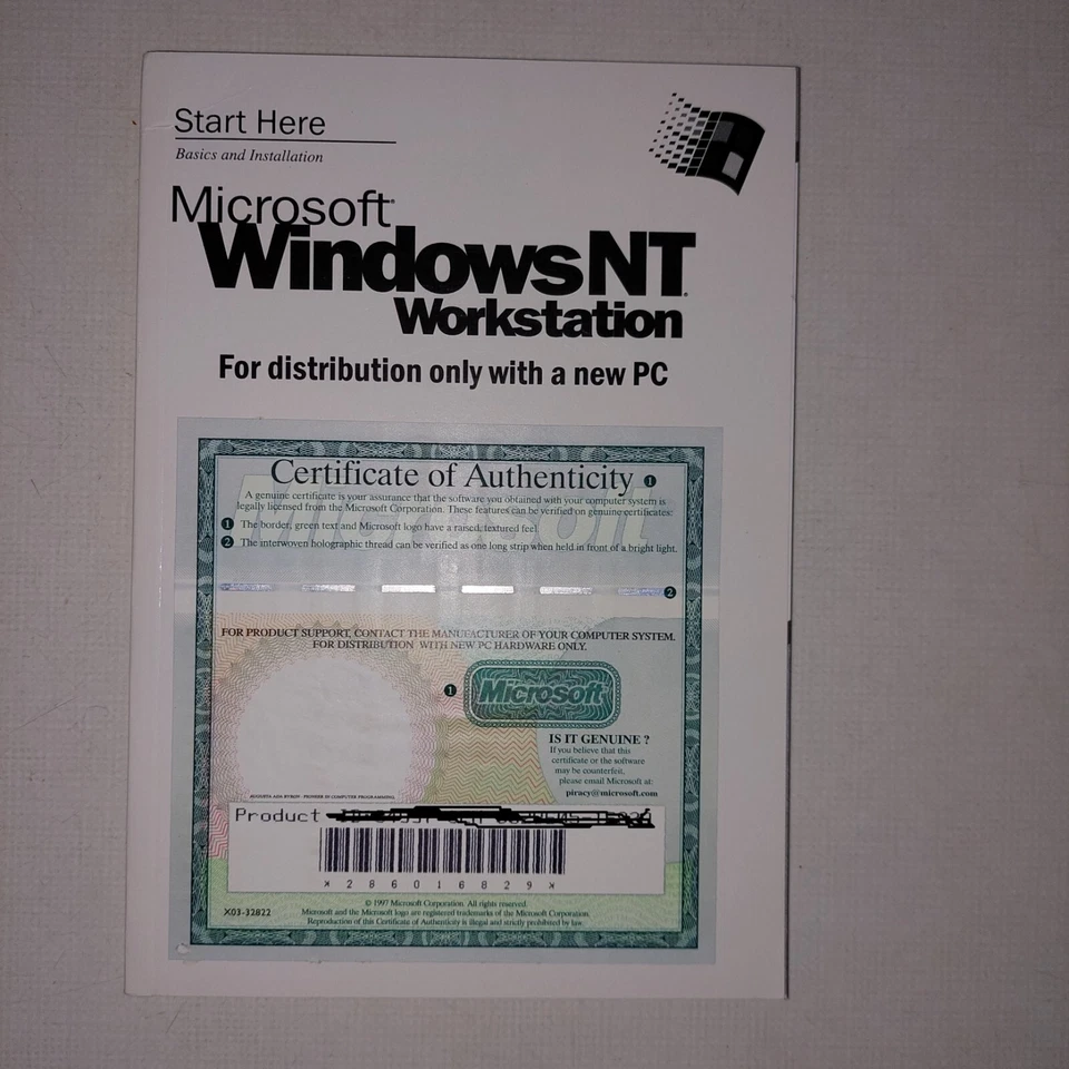 Microsoft Windows NT Workstation Lizenz und Handbuch - Bild 1 von 1