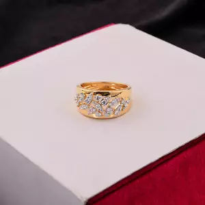 0.60 Ct Lab Grown CVD Round Diamond Ring 18k Yellow Gold Anniversary Gift Women - Picture 1 of 8