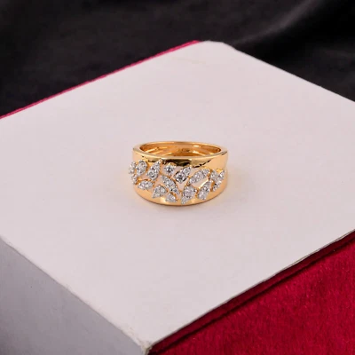 0.60 Ct Lab Grown CVD Round Diamond Ring 18k Yellow Gold Anniversary Gift Women - Image 1 of 4