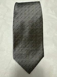 Oscar De La Renta Pure Silk Tie Silver/Gray Small Geometric Pattern NWT - Picture 1 of 9