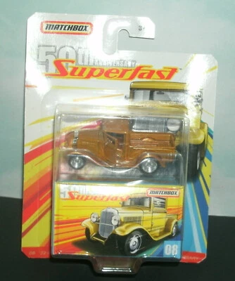 1/64 Scale 1932 Ford Diecast Pickup Truck (opening doors) Matchbox GBK27 Gold - Image 1 of 4