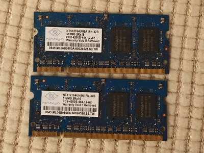 NANYA 1GB (2x512MB) DDR2 Laptop RAM Memory PC2-4200S NT512T64UH8A1FN-37B - Image 1 of 2