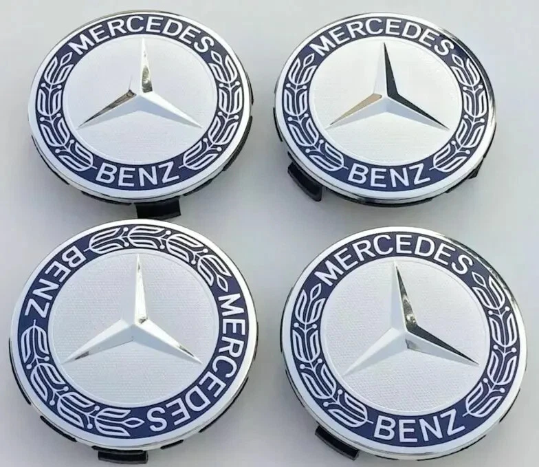 Tapacubos de 4 ruedas con emblema Mercedes Benz OEM # 1714000125 aleación azul real Foto 1 de 1