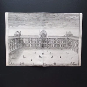 GRAVURE XVIIIe * PLACE du LOUVRE * NICOLAS de FER Géographe du Roi 1705 - Foto 1 di 1