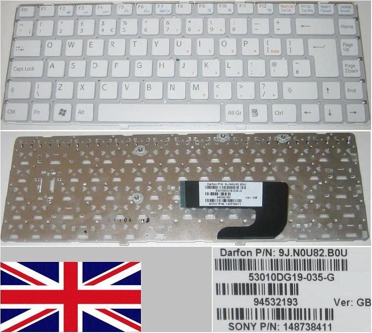 Tastiera qwerty UK SONY Vaio VGN - NW 53010DG19-035-G 9J.N0Q82.B0U 148738411 - Immagine 1 di 1