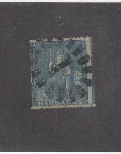 Barbados (MK5738) # 14 Sehr schön gebraucht 1d 1861 BRITANNIA / BLAUE KATZE WERT 93 $ - Bild 1 von 1