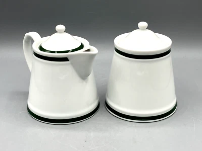 Williams Sonoma Brasserie Green Discontinued Rare Sugar & Creamer Set - Image 1 of 4