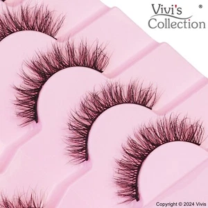 False Lashes Eyelashes Short Natural Wispy Fluffy Cat Eye 5D Strip 3D Mink 1.1cm - Picture 1 of 3