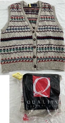Vtg Womens XL Sweater Vest Lands End Professionally Dry Cleaned ~ Made in USA - Image 1 of 4