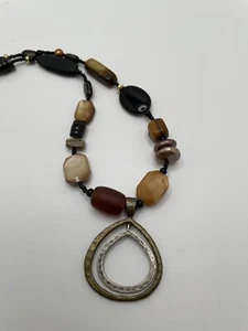 RARE RETIRED SILPADA Stone & Brass Necklace N1787 Tiger Eye Brown Modern - Picture 1 of 7
