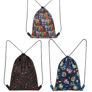 Paw Patrol Deadpool Avengers Drawstring Bag School PE Kit Gym Swimming Boys Girl - Picture 1 of 4