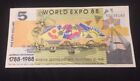 1x Banknotes Australian Brisbane World Expo 1988 $5 Dollar Uncirculated