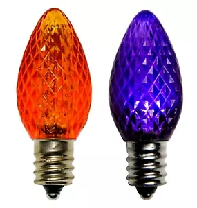PURPLE / ORANGE PAIR HALLOWEEN LED C7 RETRO REPLACEMENT BULB CANDELABERA - Picture 1 of 1