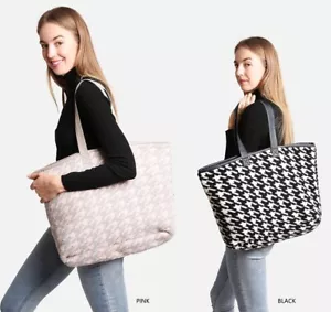 ComfyLuxe Houndstooth Pattern Tote Bag - Picture 1 of 9