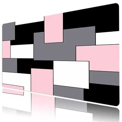 Pink Geometric on Black Desk Mat for Keyboard and Mouse Desk Pad 31.5x15.7 inch - Image 1 of 4
