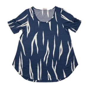 Top para mujer LuLaRoe Morgan talla XS manga corta acanalada dobladillo acampanado multicolor nuevo con etiquetas - Imagen 1 de 6