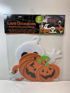 6PCS Halloween Lawn Yard Signs Stakes Pumpkins Ghost Set Outdoor Decorations - Picture 1 of 8