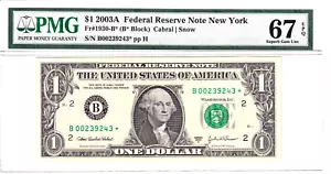 2003-A $1 FRN New York solo 320k stampato **STELLA** PMG 67EPQ #B00239243* - Foto 1 di 2