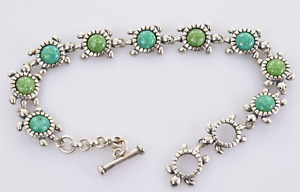 Carolyn Pollack Relios Turtle Bracelet Sterling Silver with Green Turquoise