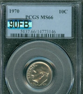 1970 ROOSEVELT DIME PCGS MS66 PQ MAC 90FB A $4500.00 COIN IN FB . - Picture 1 of 2