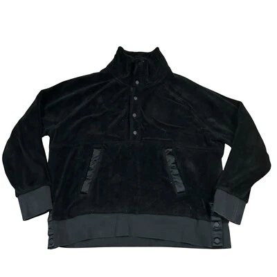 Athleta Recovery Acogedora Sudadera Frontal A Presión Para Mujer Grande Negra Sherpa Foto 1 de 4