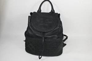 Tory Burch Fleming Quilted Black Leather Backpack - Imagen 1 de 17