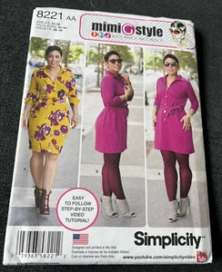 2016 Simplicity mimiGstyle Pattern 8221 Women's Dress & Tie Belt Sz 10-18 uncut - Picture 1 of 7