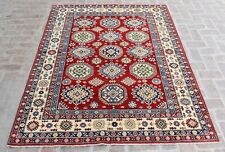 5'8 x 7'10 Hand knotted afghan tribal kazak wool area rug, 6x8 persian rug