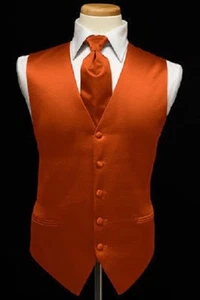 Brand New Luxury Premiere Solid Tuxedo Vest & Necktie - Picture 1 of 9