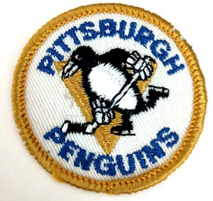 Vintage Pittsburgh Penguins Hockey Team Logo Jacket Hat Patch 1970s NOS New - Picture 1 of 3