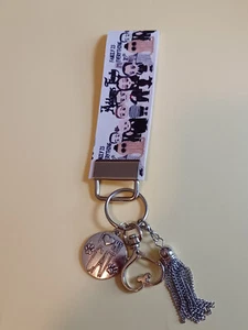 faux leather strap key fob Adams Family, tassel, heart shaped key ring and charm - Picture 1 of 1