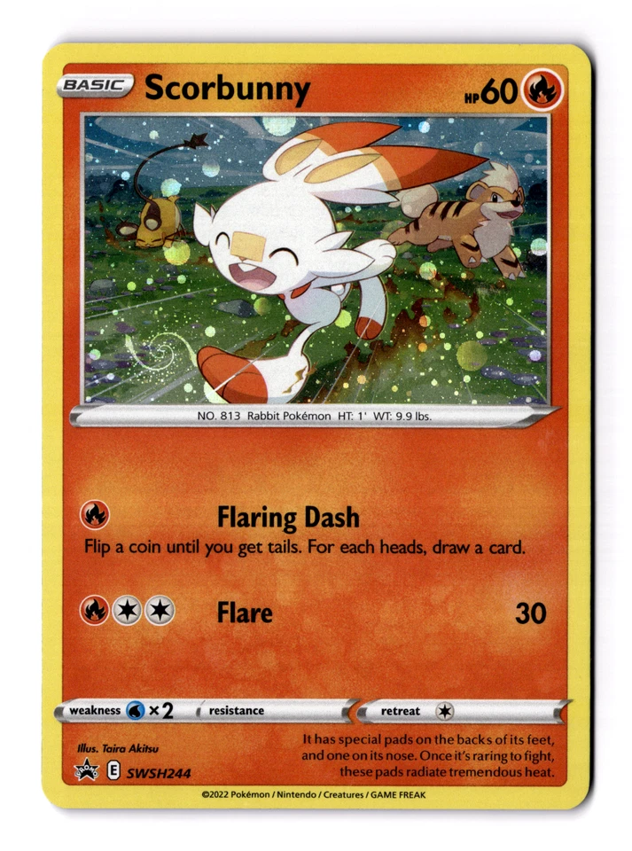 Scorbunny - (Cosmos Holo) SWSH244 SWSH: Sword & Shield Promo Cards Holo Swirl - Image 1 of 3