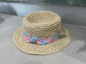 SOMBRERO CUBO LILLY PULITZER USADO EN EXCELENTE ESTADO TALLA ÚNICA SPLASHDANCE PLAYA PAPEL PAJA SOL - Imagen 1 de 6