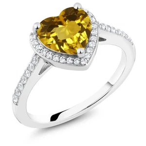 925 Sterling Silver Citrine Ring For Women (1.81 Cttw, Gemstone Birthstone, - Picture 1 of 4