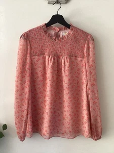 Top de mujer Boden estampado rosa y naranja con volantes, talla 10 Reino Unido, - Imagen 1 de 4