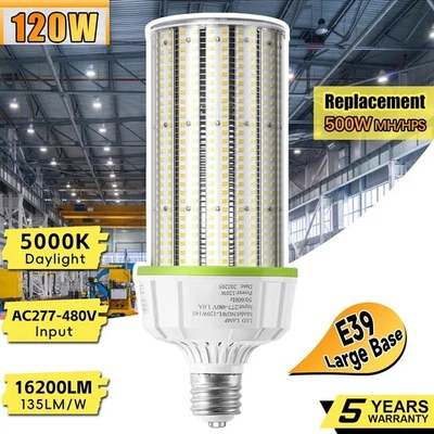 480V -120 Watt LED Corn Light Bulb E39 Industrial Market Warehouse High Bay Lamp - Image 1 of 4