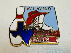 Old Vintage WBA Lapel Pin Women Bowling Alliance WFWBA Wichita Falls Texas Boot - Picture 1 of 2