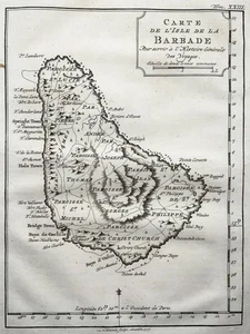 1777 Mapa de la isla de Barbados en el Caribe, Krevelt - Imagen 1 de 2
