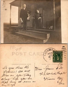 USA Tucumcari New Mexico to Kansas City Missouri Man Woman RPPC Antique Postcard - Picture 1 of 1