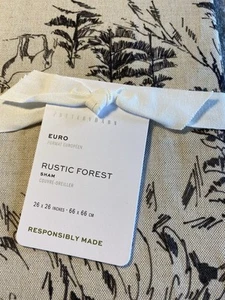 Set/2 Pottery Barn RUSTIC FOREST Euro Shams NWT GORGEOUS! Taupe/blk - Picture 1 of 8
