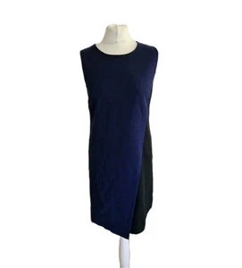 Diane von Furstenberg Black/Navy Blue Colourblock Livvy Shift Dress-UK 10/US 6. - Picture 1 of 19